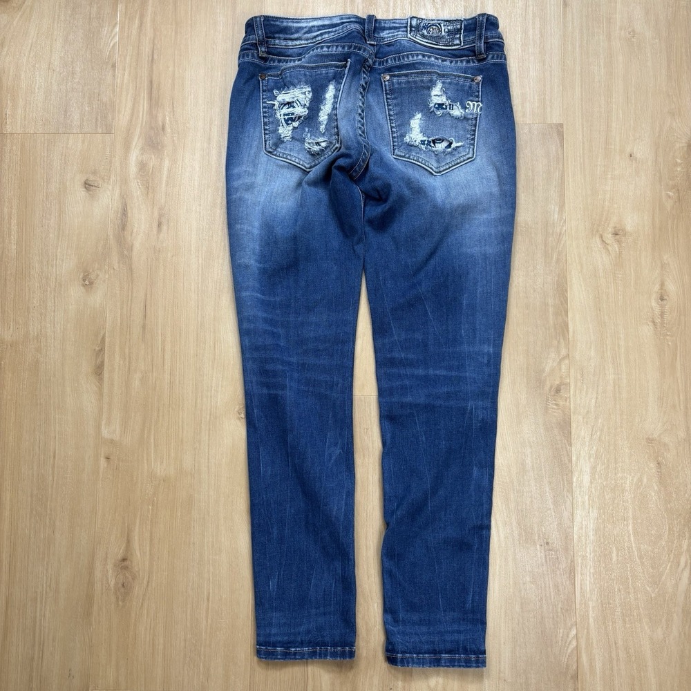 Miss Me Signature Ankle Skinny Jeans Size 29 Y2K Distressed Embroidered - Picture 2 of 10